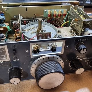 The Atlas 210X before the rebuild, with its original dial knob and analogue S-meter