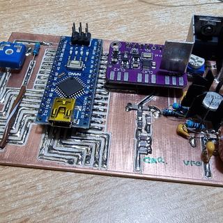 The assembled VFO board with an Arduino Nano and an Si5351 module