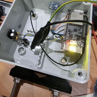 A second sensor node powered up on the bench